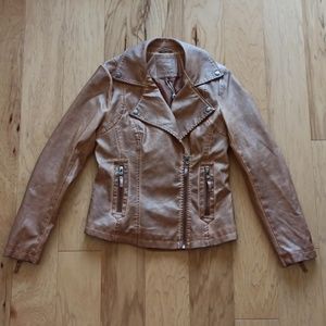 NWT Max Studio Brown Pleather Moto / Biker Jacket
